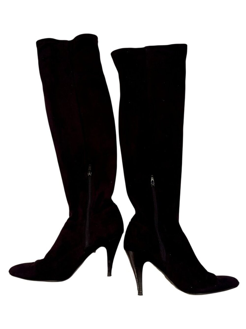 Nine West Over the Knee Boots Women's 8M Black Suede Stiletto 3"Heel Zip Tall
